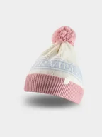 Czapki dla dzieci - 4F Czapka zimowa z pomponem dziewczęca - różowa Uniwersalny - miniaturka - grafika 1