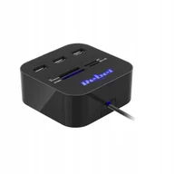 Huby USB - Rebel HUB USB 2.0 3 portowy z czytnikiem kart MS/SD/M2/MicroSD REBEL - miniaturka - grafika 1