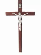 Ikony i obrazy sakralne - Krzyż drewniany duży bukowy na ścianę frezowany 30 cm - miniaturka - grafika 1