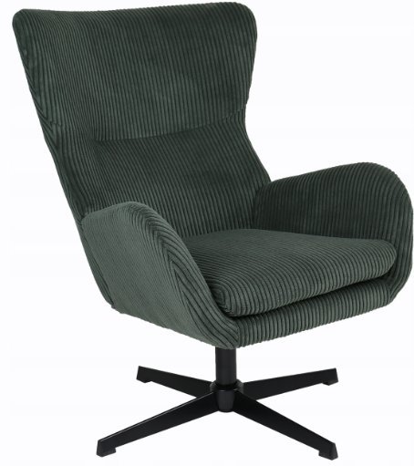 Fotel wypoczynkowy Martin zielony sztruks obrotowy wygodny do salonu