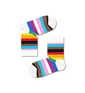 Skarpetki damskie - Happy Socks Pride Stripe, kolorowe i zabawne, Skarpety dla dzieci, Biały-Czerwony-Zielony-Żółty (0-12M) - miniaturka - grafika 1