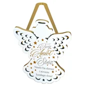 Dyplomy i okładki - ZAWIESZKA TWÓJ ANIOŁ STRÓŻ BIAŁO-ZŁOTY 14cm - miniaturka - grafika 1