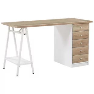 Beliani Biurko 140 x 60 cm jasne drewno HEBER - Biurka - miniaturka - grafika 1