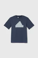 Koszulki dla chłopców - adidas t-shirt bawełniany dziecięcy kolor niebieski z nadrukiem - miniaturka - grafika 1