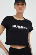 Koszulki sportowe damskie - Hummel t-shirt bawełniany kolor czarny - miniaturka - grafika 1