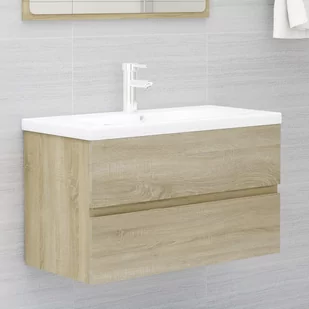 VidaXL Lumarko Szafka pod umywalkę, dąb sonoma, 80x38,5x45 cm, płyta wiórowa 804749 VidaXL - Szafki łazienkowe - miniaturka - grafika 1