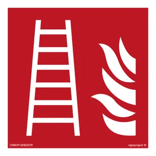 BF003 DRABINA POŻAROWA, PS - PŁYTA PCV 1MM FOTOLUMINESCENCYJNA; (250X250MM) - Systemy ekspozycyjne i znaki informacyjne - miniaturka - grafika 1