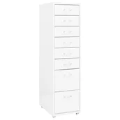 Szafki biurowe - shumee Mobilna szafka kartotekowa biała 28x41x109 cm metalowa - miniaturka - grafika 1