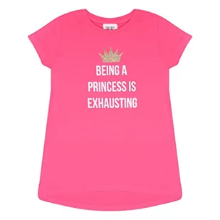 Popgear Koszulka dziewczęca 'Exhausting Being a Princess' różowa, różowy, 7-8 Lata - Koszulki dla dziewczynek - miniaturka - grafika 1