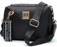 Torebki damskie - Monnari Torebka Damska Listonoszka Z logo Czarna Kolekcja PREMIUM - miniaturka - grafika 1