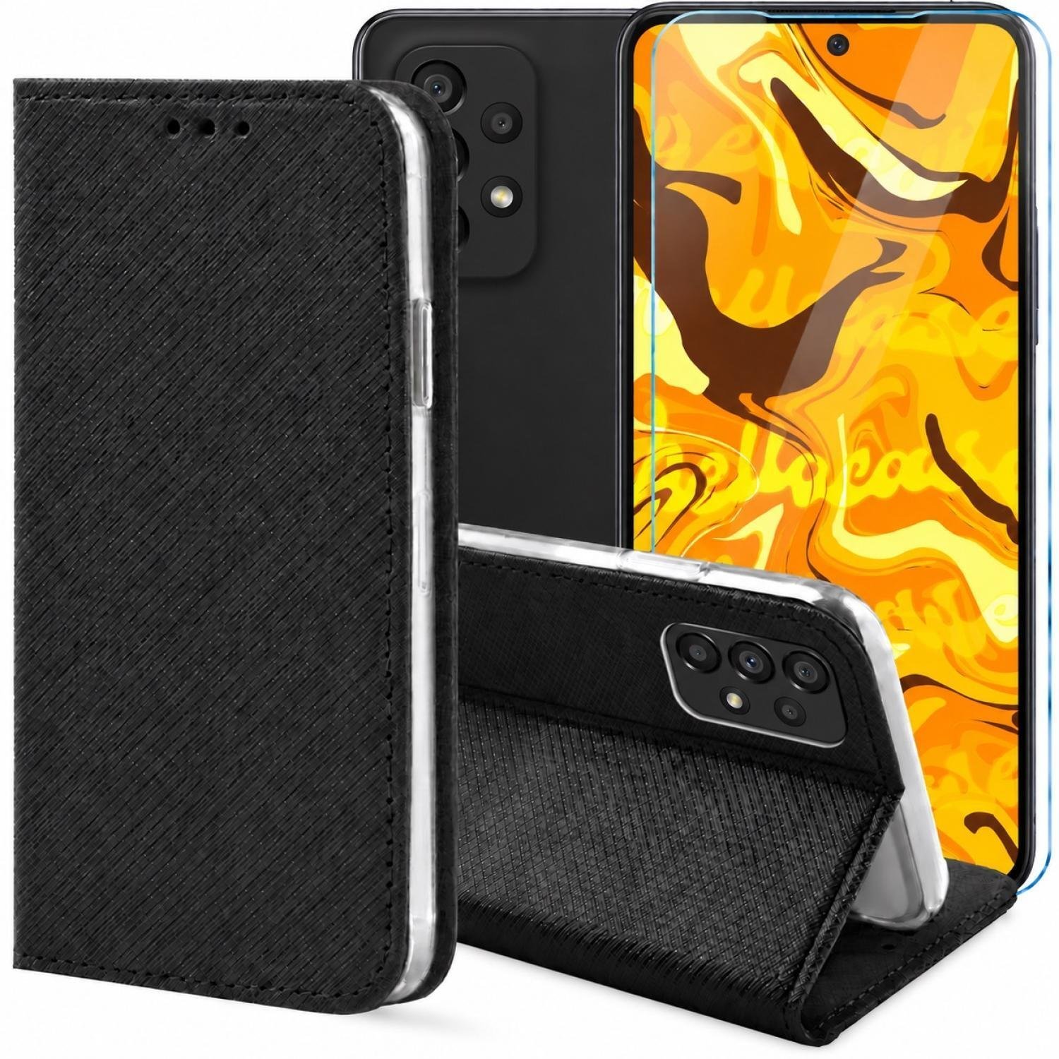 Hello Case Etui z Klapką Do Samsung Galaxy A53 5G Czarne, Zamykane, Kabura Szkło BNDL3390