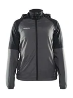 Kurtki damskie - Craft Core Unify kurtka wiatrowa, damska kurtka przeciwwiatrowa, rozmiar XXL, granit/czarna, z miękką podszewką z siateczki, 2 kieszenie zapinane na zamek błyskawiczny, regulowany kaptur, lekka kurtka - miniaturka - grafika 1