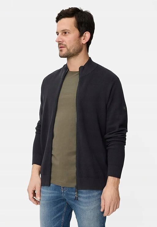 CAMEL ACTIVE GRANATOWY SWETER NA SUWAK Z PÓŁGOLFEM I STRUKTURĄ 3XL 16FA