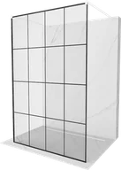 Ścianki i drzwi prysznicowe - Mexen Kioto ścianka prysznicowa wolnostojąca Walk-in 160 x 200 cm, transparent/czarny wzór 8 mm, biała - 800-160-002-20-77 - miniaturka - grafika 1