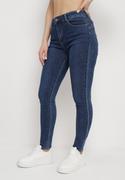 Spodnie damskie - Granatowe Elastyczne Jeansy Skinny z Regularną Talią i Push-Upem Orelvasa - miniaturka - grafika 1
