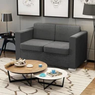 Sofy i kanapy - vidaXL 2 osobowa sofa tapicerowana ciemnoszara 243583 - miniaturka - grafika 1