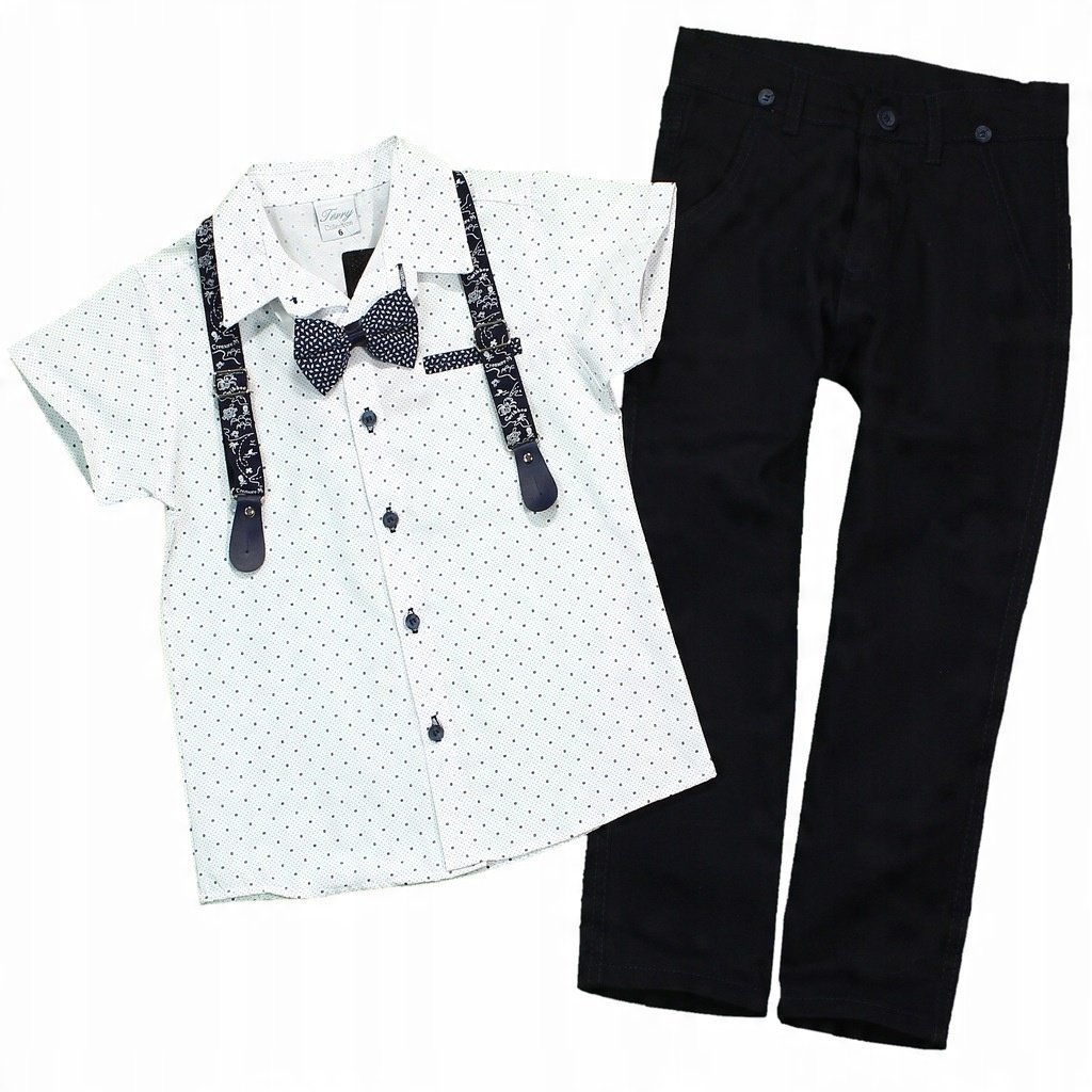 Komplet Koszula Mucha Szelki Wzór Granat 92 2L