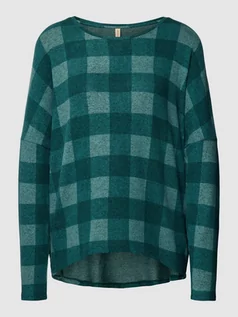 Swetry damskie - Sweter z dzianiny ze wzorem w kratę model ‘BIARA’ - grafika 1