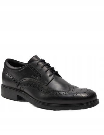 GEOX CZARNE PÓŁBUTY DAMSKIE SKÓRZANE Z AŻUROWANIEM 40 6AA