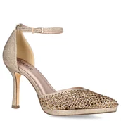 Czółenka - Błyszczące szpilki z paskiem - MENBUR 25872 STARE ZŁOTO - miniaturka - grafika 1