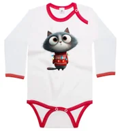 Body dla niemowląt - Body dziecięce Szary Kot Z Lampkami Choinkowymi Śmieszna Mina Święta 86/92 - miniaturka - grafika 1