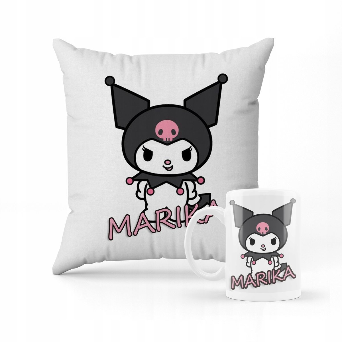 ZESTAW PODUSZKA + KUBEK PREZENT DLA DZIECKA KUROMI HELLO KITTY + IMIĘ #11