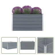 Donice - The Living Store Donica do podniesionej rabaty - 100x100x45 cm - stal - szara - Skrzynia Do Podniesionej Grządki - miniaturka - grafika 1