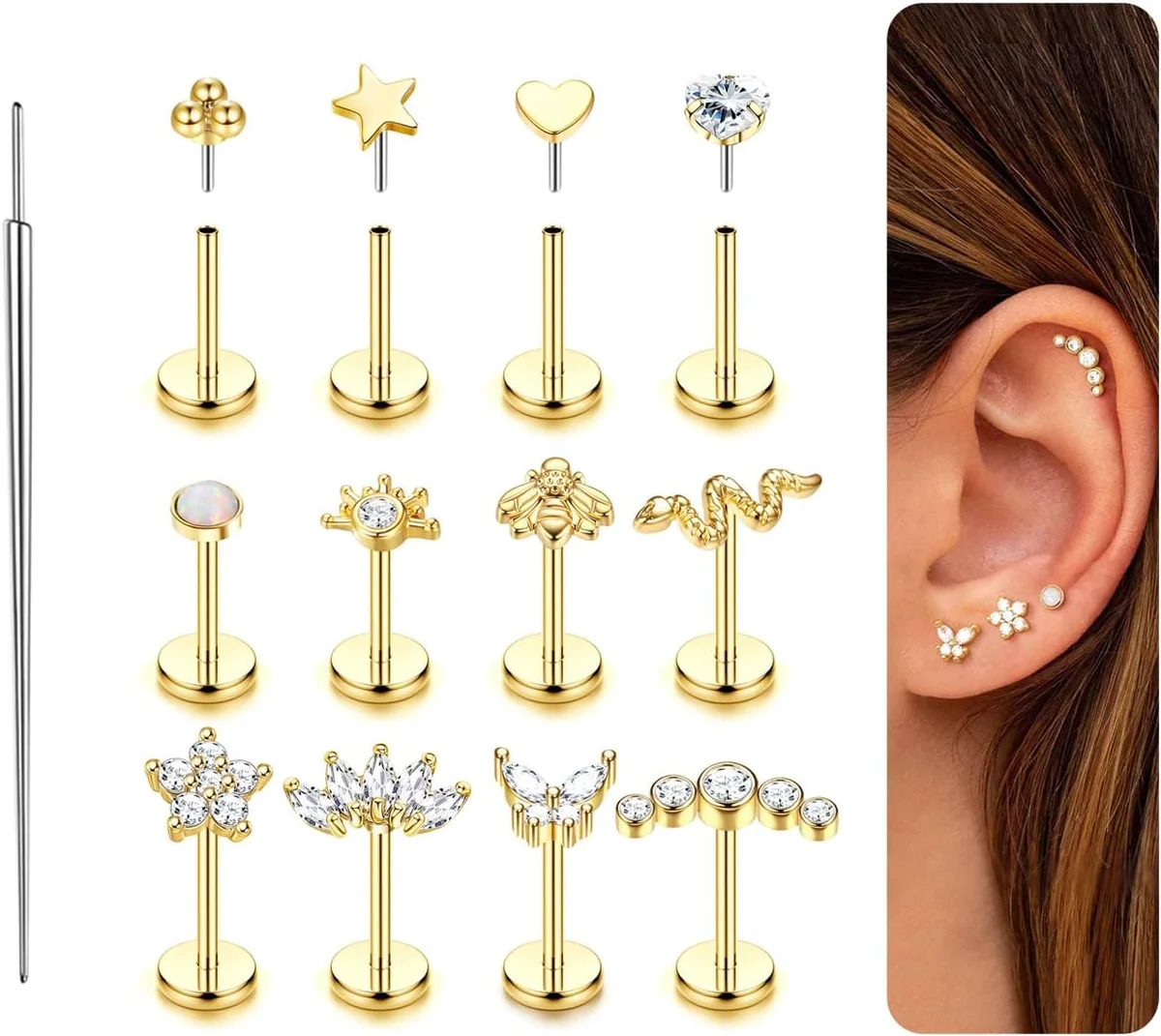 Piercing tragus kolczyk 16G ze stali chirurgicznej do ucha i nosa 8 mm