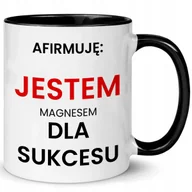 Kubki - KUBEK BIAŁO-CZARNY IDEALNY PREZENT AFIRMACJA MAGNES NA SUKCES WZORY - miniaturka - grafika 1
