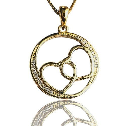 ankabizuteria.pl Zawieszka srebrna pozłacana serce w kółku z cyrkonia