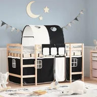 Łóżka dla dzieci i młodzieży - ﻿vidaXL Dziecięce łóżko na antresoli, z tunelem, biało-czarne, 90x200cm - miniaturka - grafika 1