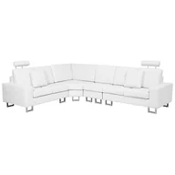 Narożniki - Beliani Sofa narożna prawostronna skórzana biała STOCKHOLM - miniaturka - grafika 1