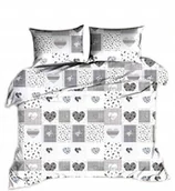 Pościel - pościel z bawełny płaskiej 220x240 + 2 poszewki B 85 patchwork serce szare - miniaturka - grafika 1