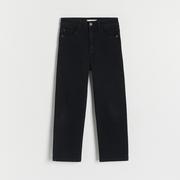 Spodnie i spodenki dla dziewczynek - Reserved - Elastyczne jeansy straight - Czarny - miniaturka - grafika 1