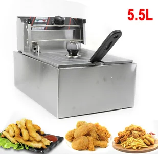 Frytkownica elektryczna 5.5L 2500W Frytkownica z koszem do smażenia i pokrywą Regulacja temperatury Frytkownica do frytek Smażony kurczak 60-200℃ Regulacja temperatury - Frytownice gastronomiczne - miniaturka - grafika 1