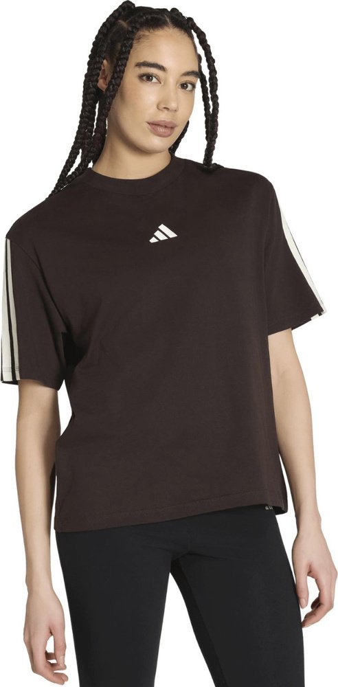 Adidas Koszulka damska adidas Essentials 3-Stripes Boyfriend ciemnobrązowa KX0794 L