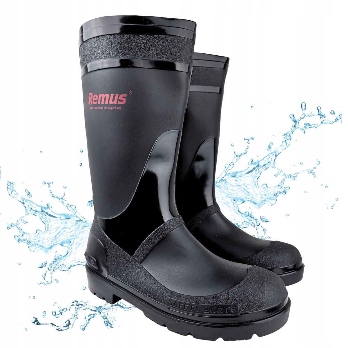 KALOSZE MĘSKIE czarne gumowce Wodoodporne PVC wysokie Wytrzymałe Lekkie