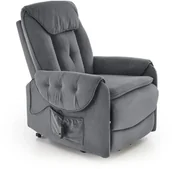 Fotele - Fotel rozkładany elektrycznie HORTON szary z funkcją pionizacji HALMAR - miniaturka - grafika 1