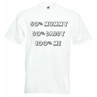 Koszulki dla chłopców - 2Personal 50% mumia 50% tatuś 100% mnie - chłopięcy dziewczęcy T-shirt spersonalizowane koszulki unisex chłopcy dziewczęta koszulka odzież z nadrukiem zabawne cytaty - biały - 4-5 lat - miniaturka - grafika 1