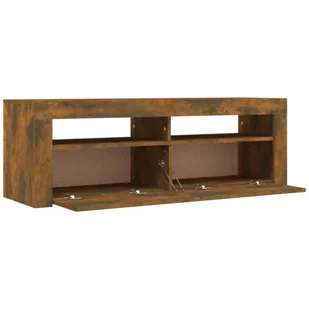 Lumarko Szafka pod TV z oświetleniem LED, przydymiony dąb, 120x35x40 cm - Szafki RTV - miniaturka - grafika 6