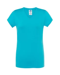 T-shirt Damski turkusowy dekolt w serek roz. XL - Odzież robocza - miniaturka - grafika 1