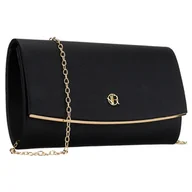 Torebki damskie - Czarna kopertówka damska wykonana ze skóry ekologicznej, zapinana klipsem magnetycznym - Rovicky - miniaturka - grafika 1