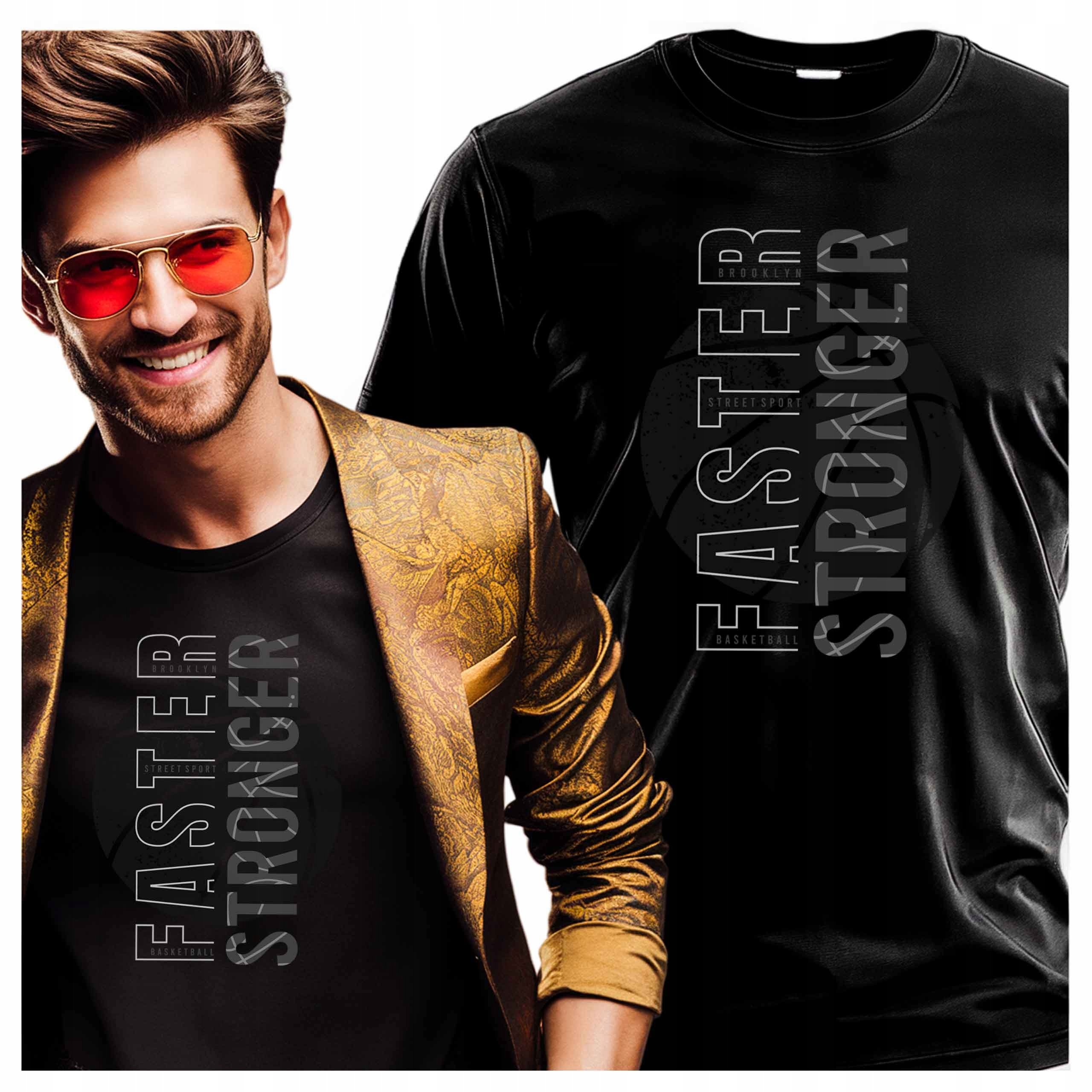 Koszulka męska z nadrukiem Basketball Faster Stronger Szary Napis