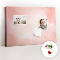 Tablice i flipcharty - Szkolna Tablica korkowa 60x40 cm, Kolorowe Pinezki, wzór Różowy marmur - miniaturka - grafika 1