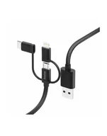 Kable komputerowe i do monitorów - SUPER CENA - TANIA DOSTAWA ! -  ! HAMA POLSKA KABEL USB HAMA 3W1 MICRO USB, TYP-C/LIGHTNING 0,2M, CZARNY CZARNY (183305) - PACZKOMAT, POCZTA, KURIER - miniaturka - grafika 1