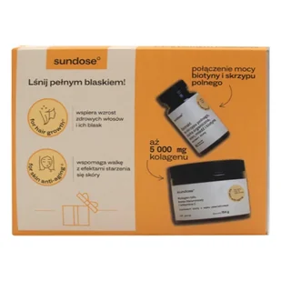 Zestaw Sundose, For Skin Anti-Aging, proszek, 154 g + For Hair Growth, 60 kapsułek - Włosy, skóra, paznokcie - miniaturka - grafika 1