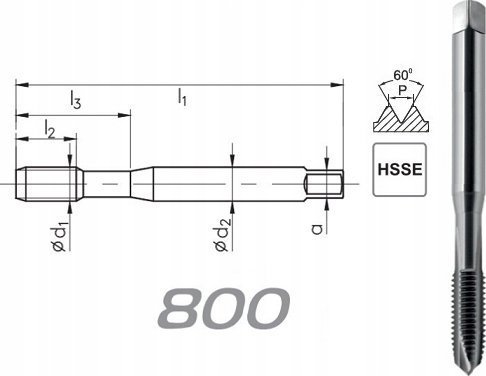 Fanar GWINTOWNIK UNC 5/16-18 DIN-371B 2B HSSE 800