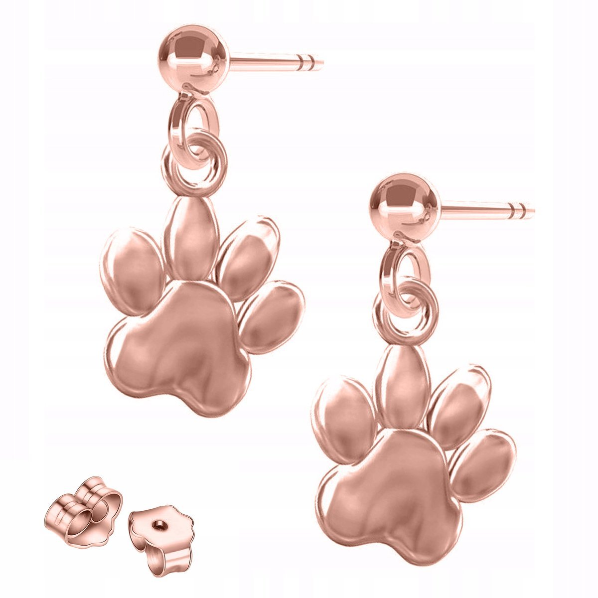 Kolczyki Pozłacane Łapy Łapki Odciski Psa Kota na Sztyfcie SREBRO 925