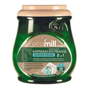 Kapsułki do prania uniwersalne 2w1 konopie polskie 50 sztuk MILL clean ecomill - Środki do prania - miniaturka - grafika 1