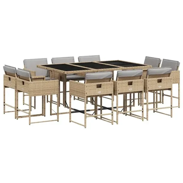 Zestaw mebli ogrodowych z rattanem PE, stół 165x106x73 cm, krzesło 50,5x